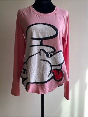 The Smurfs Pink Long Sleeve Graphic Top Size S Cartoon Character Shirt